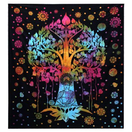 Single Cotton Bedspread + Wall Hanging - Bodhi Tree Single Cotton Bedspread + Wall Hanging - Bodhi Tree