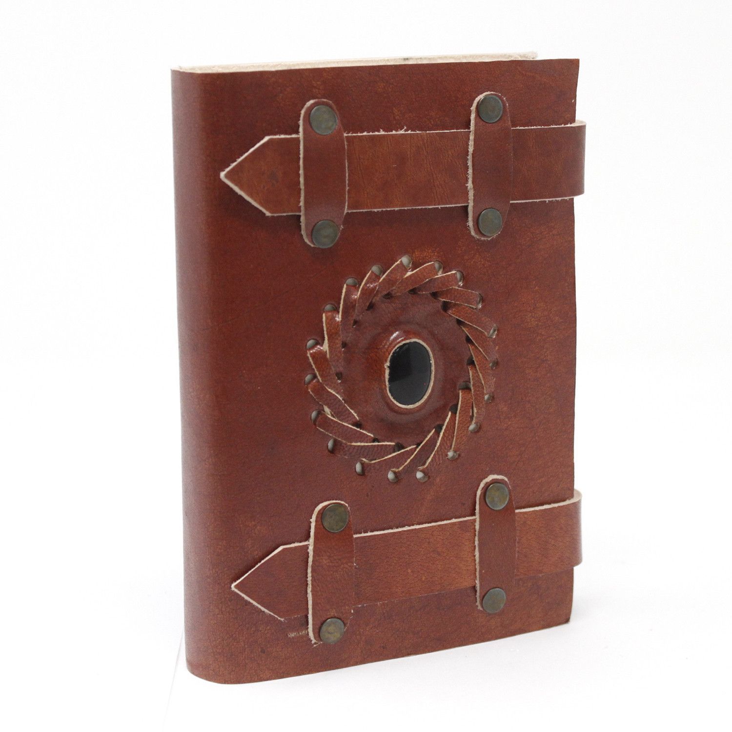 Leather Black Onyx with Belts Notebook (6x4 Leather Black Onyx with Belts Notebook (6x4")