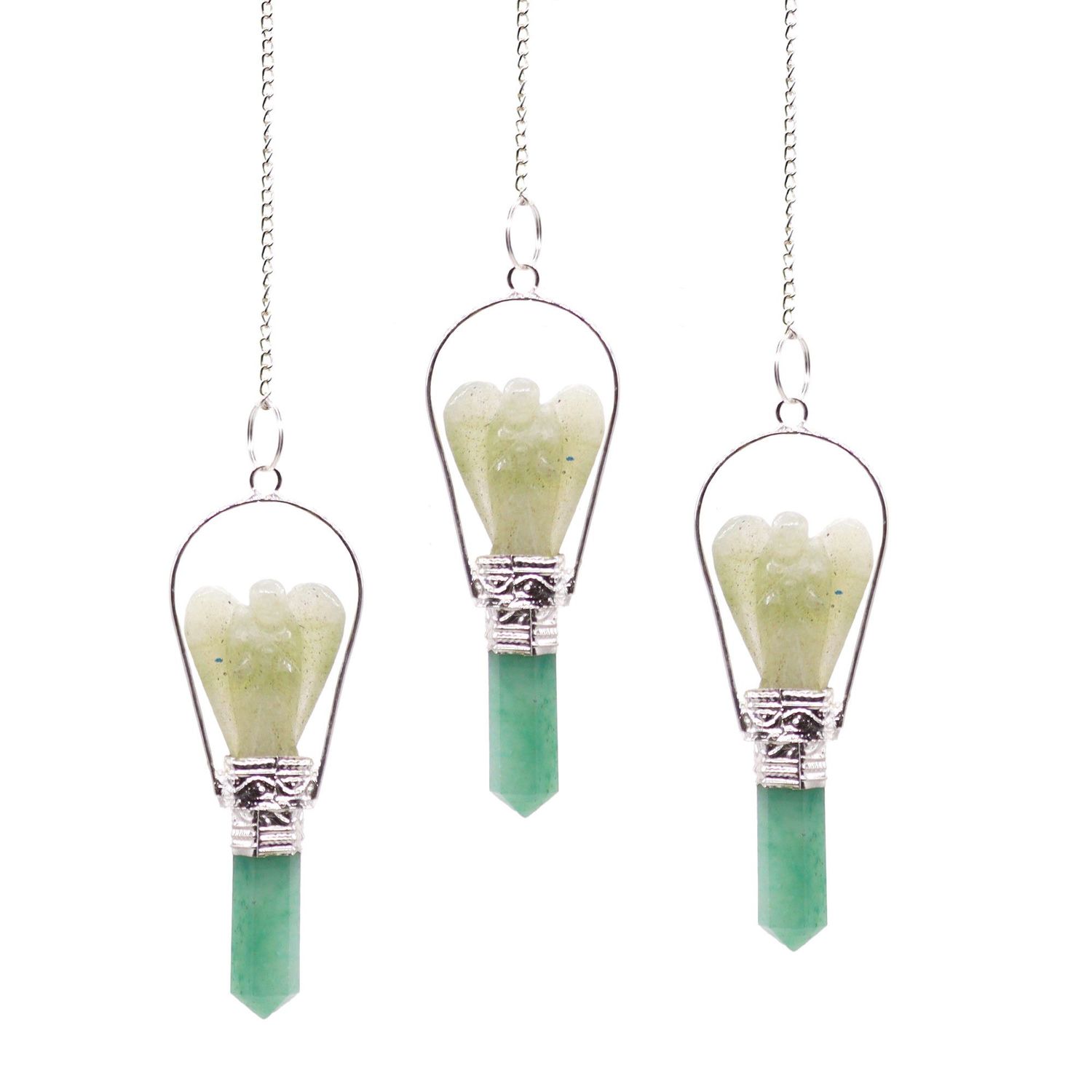 Angel Pendulum with Ring- Green Adventurine Angel Pendulum with Ring- Green Adventurine
