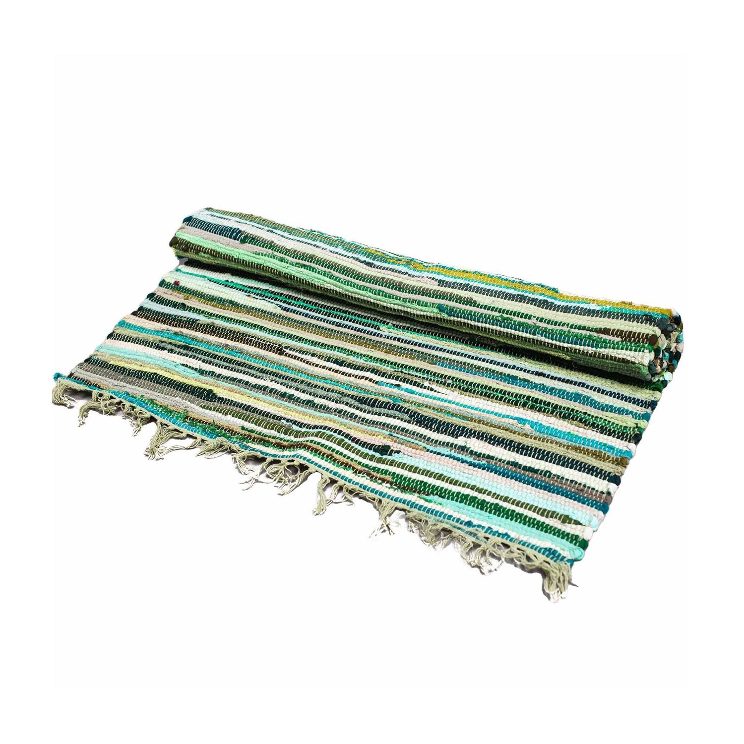 Small Rag Rug - 50x90cm - premium quality- Natural Greens Small Rag Rug - 50x90cm - premium quality- Natural Greens