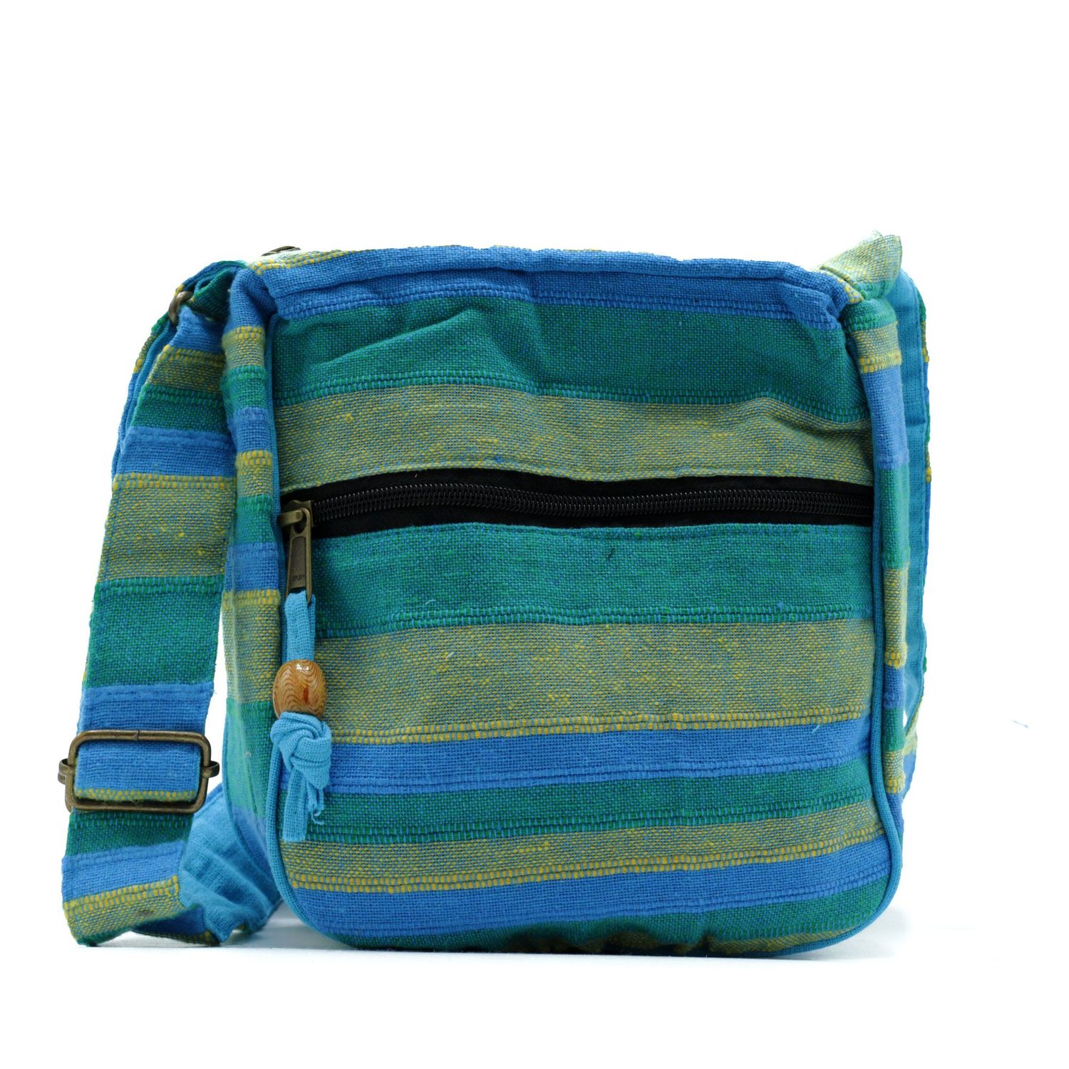 Lrg Nepal Sling Bag (Adjustable Strap) - Spring Meadows Green & Blue Lrg Nepal Sling Bag (Adjustable Strap) - Spring Meadows Green & Blue