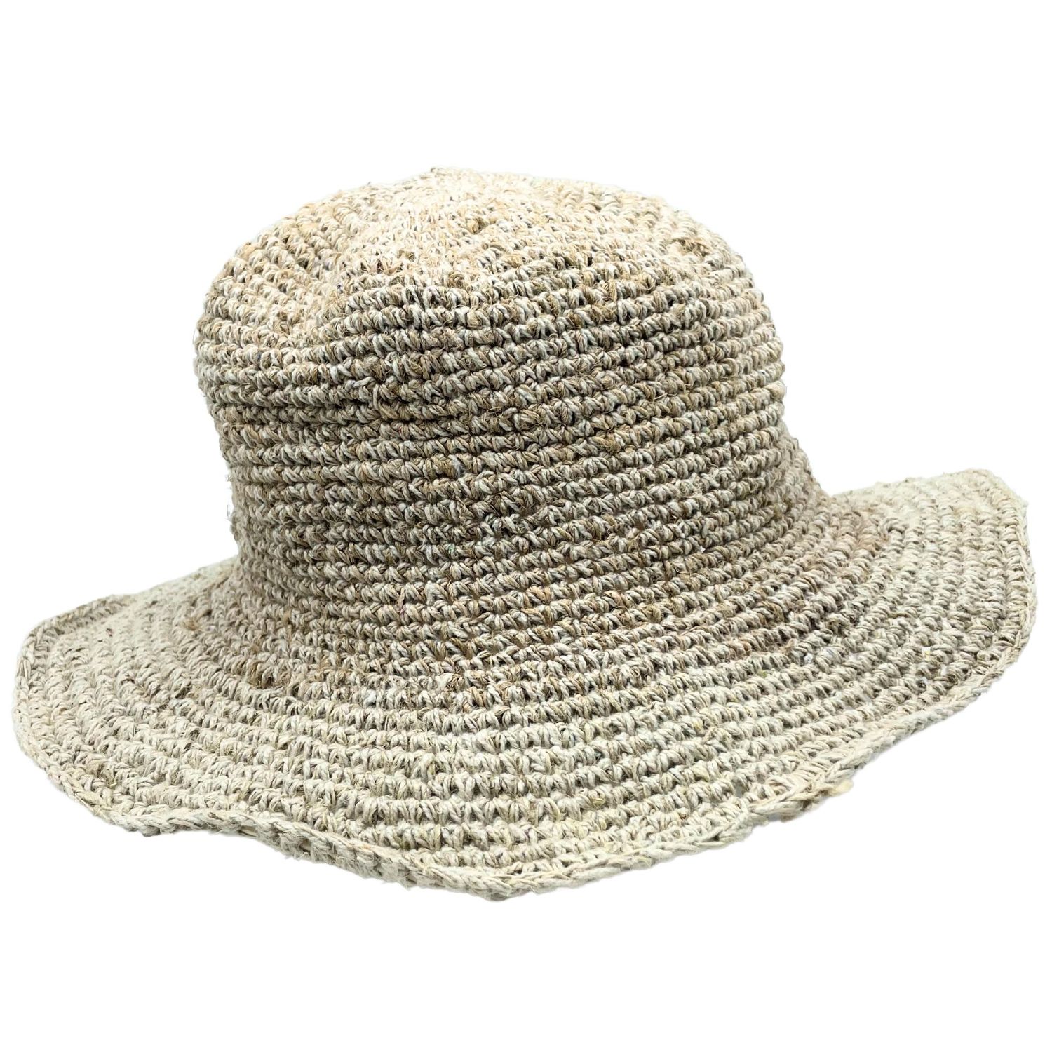 Hand-Knited Hemp & Cotton Boho Festival Hat - Natural Hand-Knited Hemp & Cotton Boho Festival Hat - Natural
