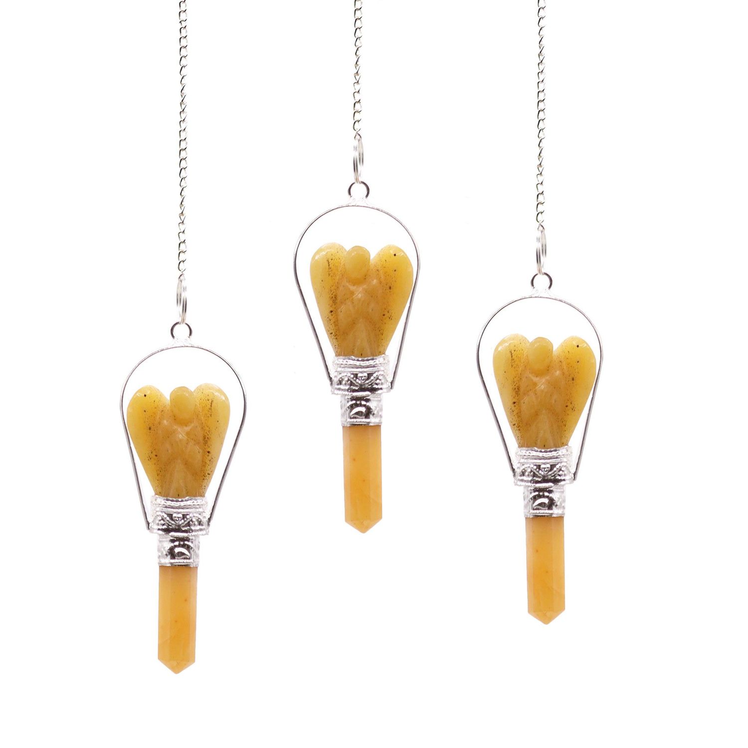 Angel Pendulum with Ring- Yellow Quartz Angel Pendulum with Ring- Yellow Quartz