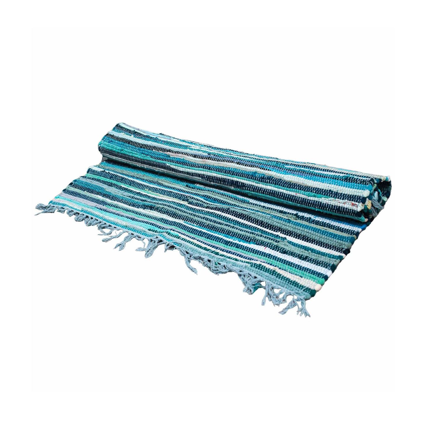 Small Rag Rug - 50x90cm - premium quality - Aqua Blues Small Rag Rug - 50x90cm - premium quality - Aqua Blues