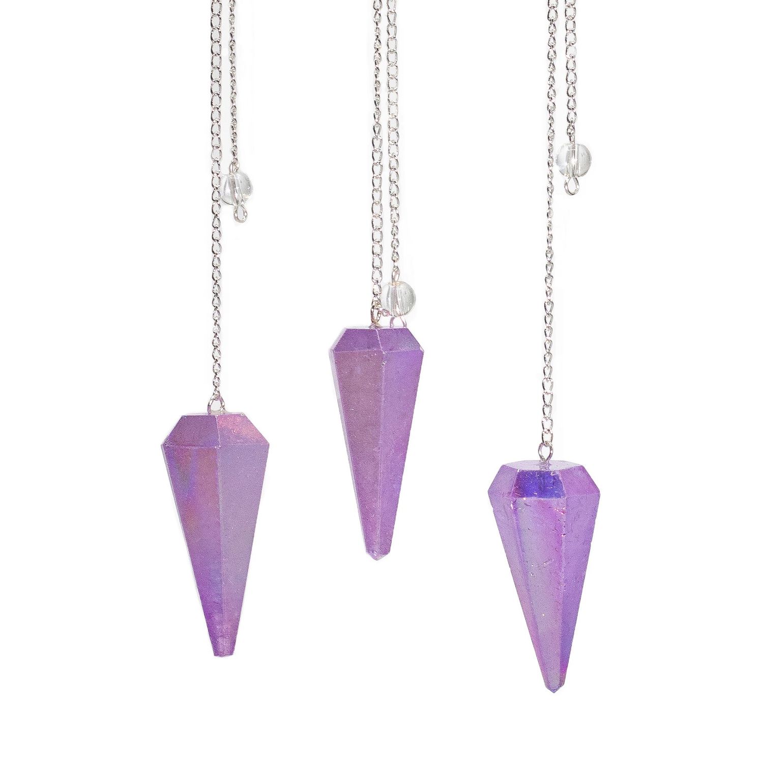 Six Sided Pendulum - Aurora Crystal Purple - 4cm Six Sided Pendulum - Aurora Crystal Purple - 4cm