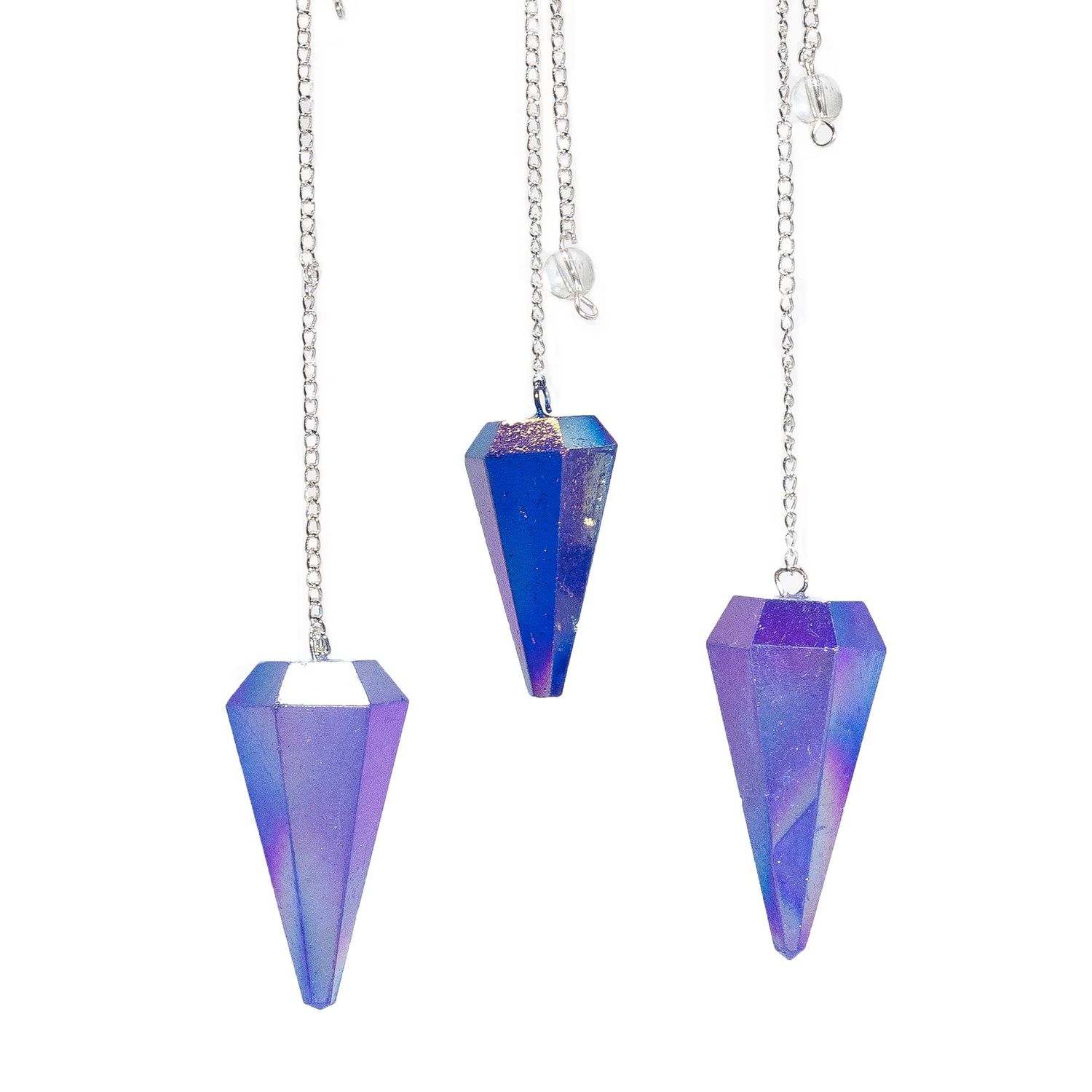 Six Sided Pendulum - Aurora Crystal Blue - 4cm Six Sided Pendulum - Aurora Crystal Blue - 4cm