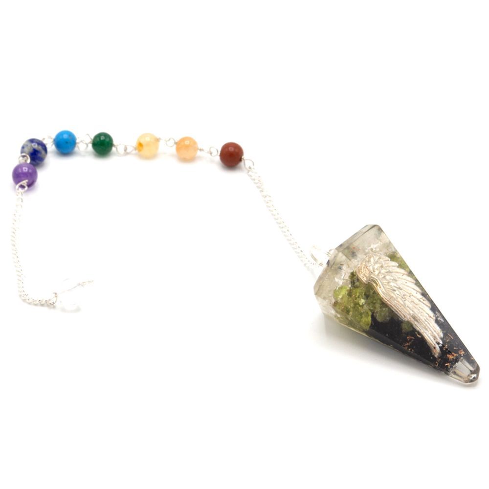 Orgonite Power Chakra Pendulum - Angel Wing Orgonite Power Chakra Pendulum - Angel Wing
