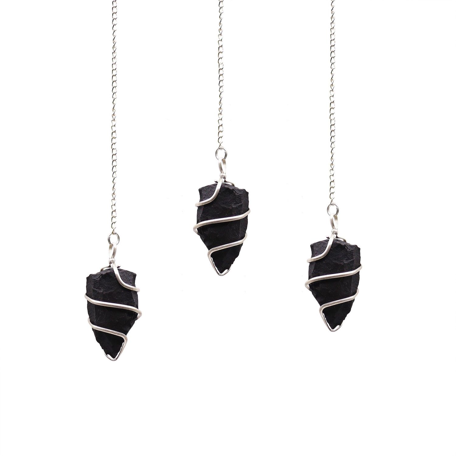 Raw Gemstone Pendulum - Black Agate Raw Gemstone Pendulum - Black Agate
