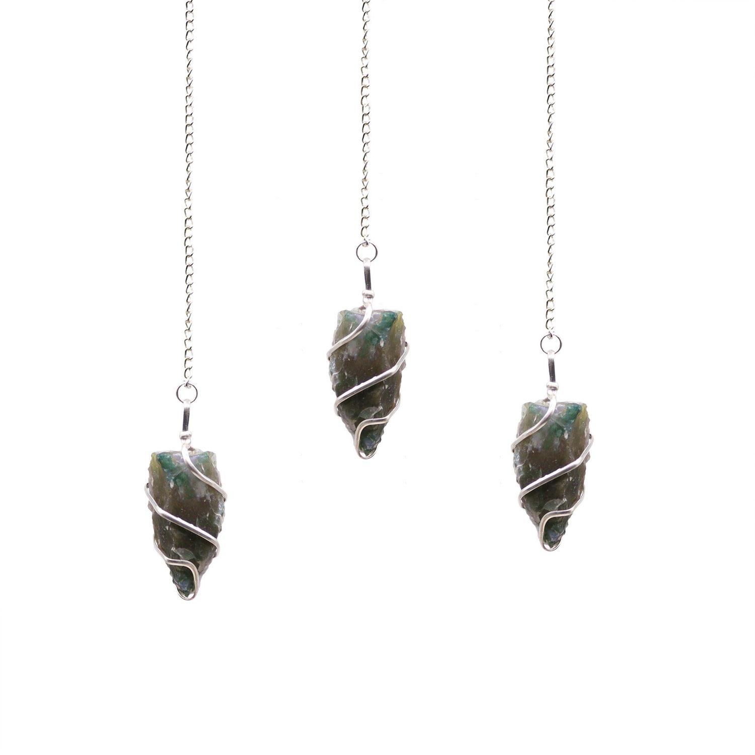 Raw Gemstone Pendulum - Moss Agate Raw Gemstone Pendulum - Moss Agate