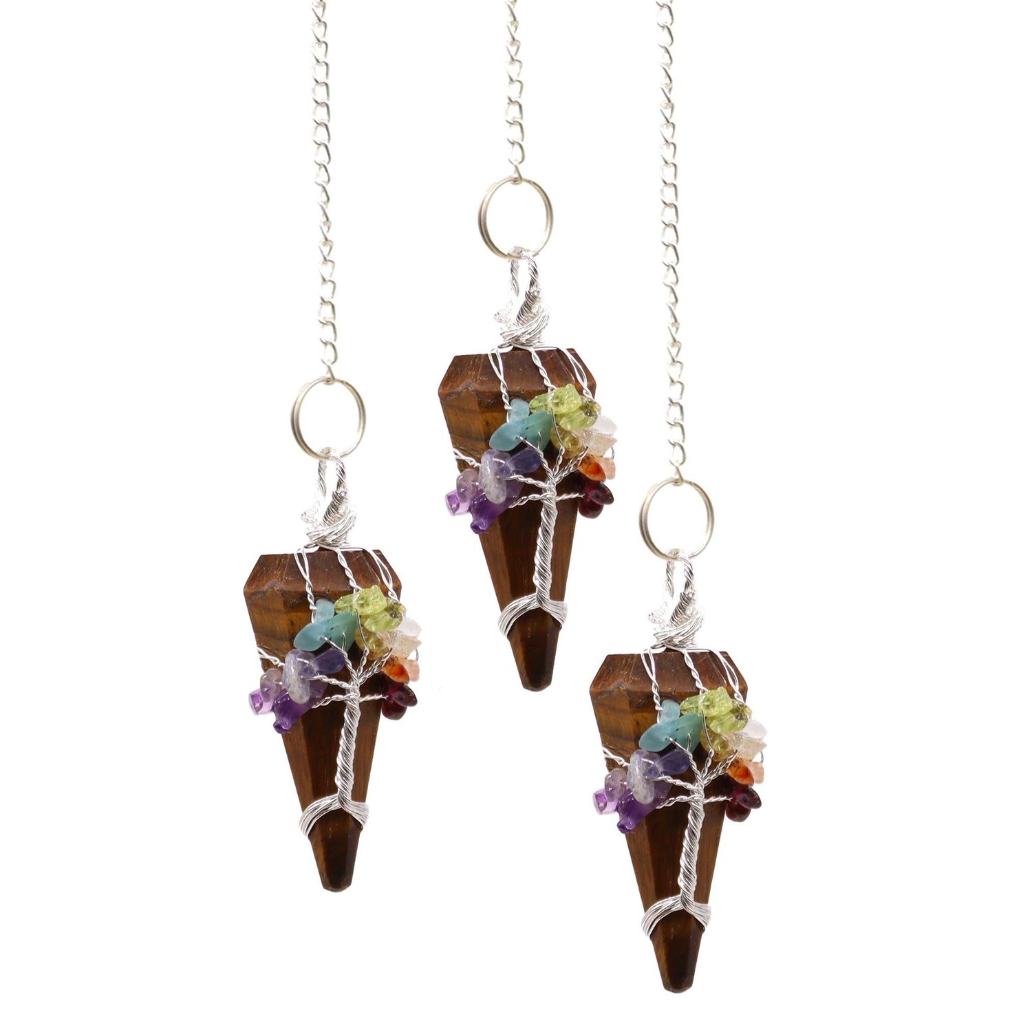 Magic Pendulum - Seven Chakra - Tigereye Magic Pendulum - Seven Chakra - Tigereye