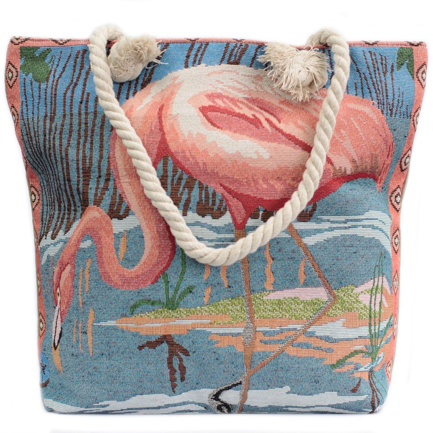 Rope Handle Bag - Pink Flamingo Rope Handle Bag - Pink Flamingo