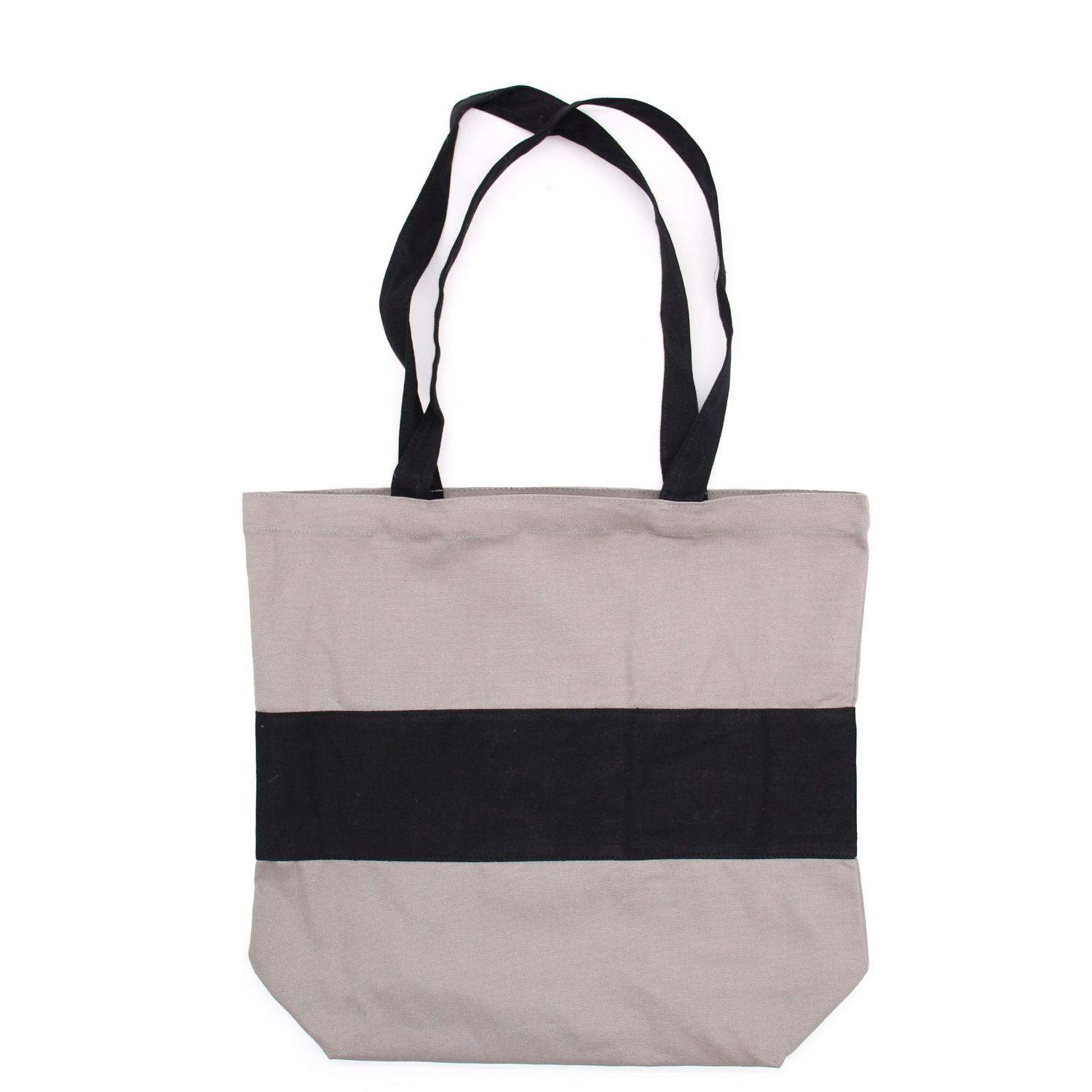 Two Tone Cotton Bag - 38x42x12cm - Grey & Black - 10oz Two Tone Cotton Bag - 38x42x12cm - Grey & Black - 10oz