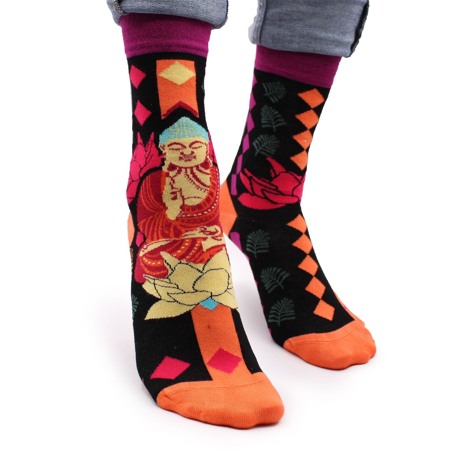 Hop Hare Bamboo Socks S/M - Pink Buddha & Lotus Hop Hare Bamboo Socks S/M - Pink Buddha & Lotus