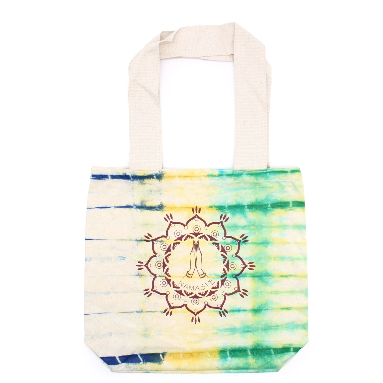 Tye-Dye Cotton Bag (6oz) - 38x42x12cm - Namaste Hands - Multi - Natural Handle Tye-Dye Cotton Bag (6oz) - 38x42x12cm - Namaste Hands - Multi - Natural Handle