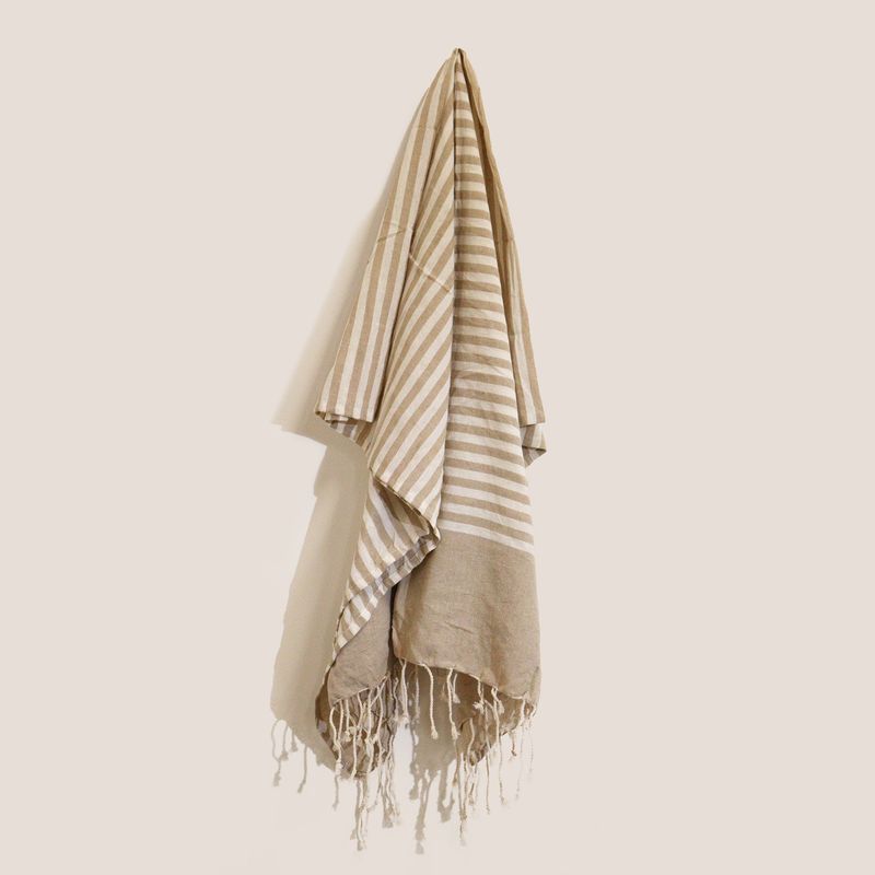 Cotton Pario Throw - 100x180 cm - Beach Towel/ Picnic Blanket - Warm Sand