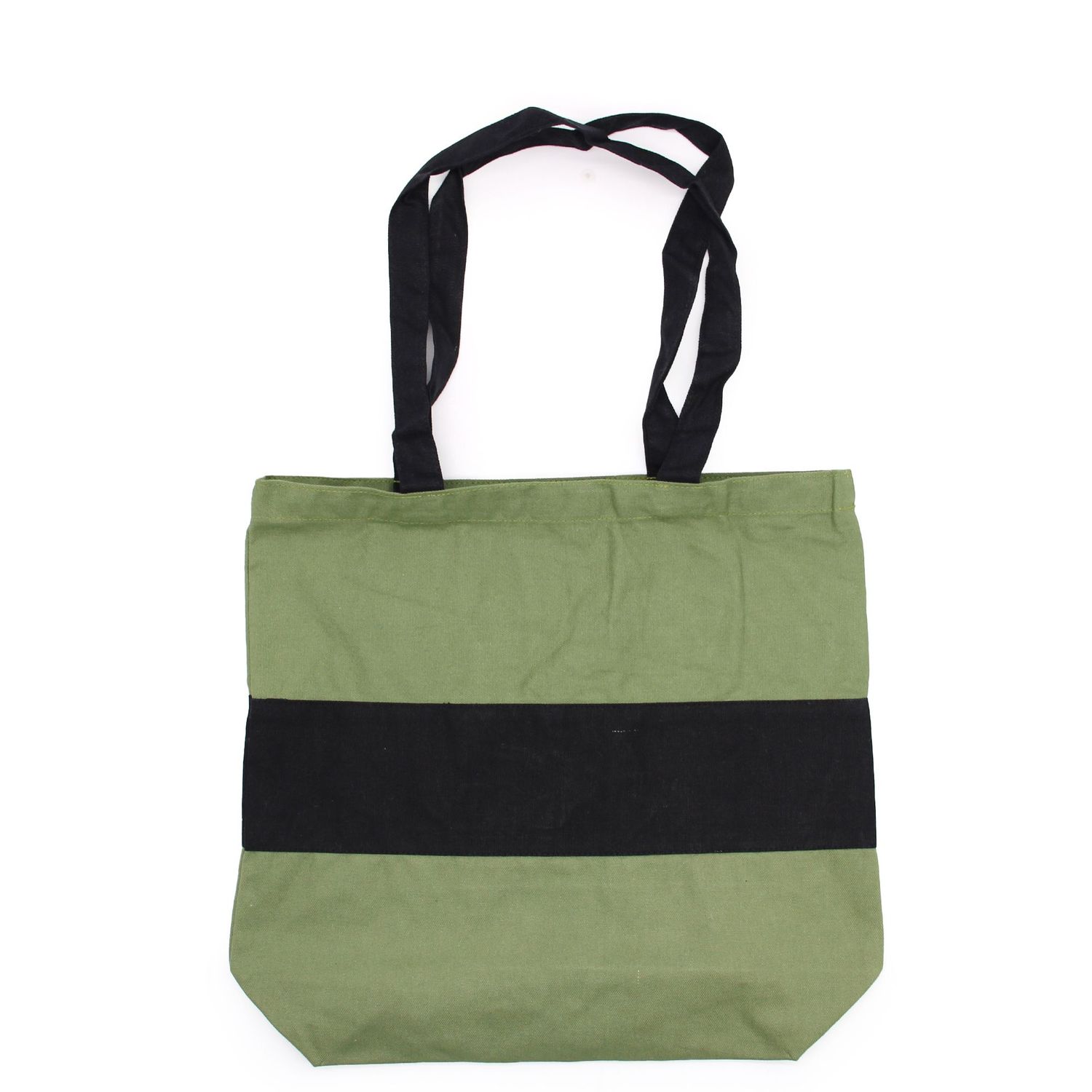 Two Tone Cotton Bag - 38x42x12cm - Green & Black - 10oz Two Tone Cotton Bag - 38x42x12cm - Green & Black - 10oz