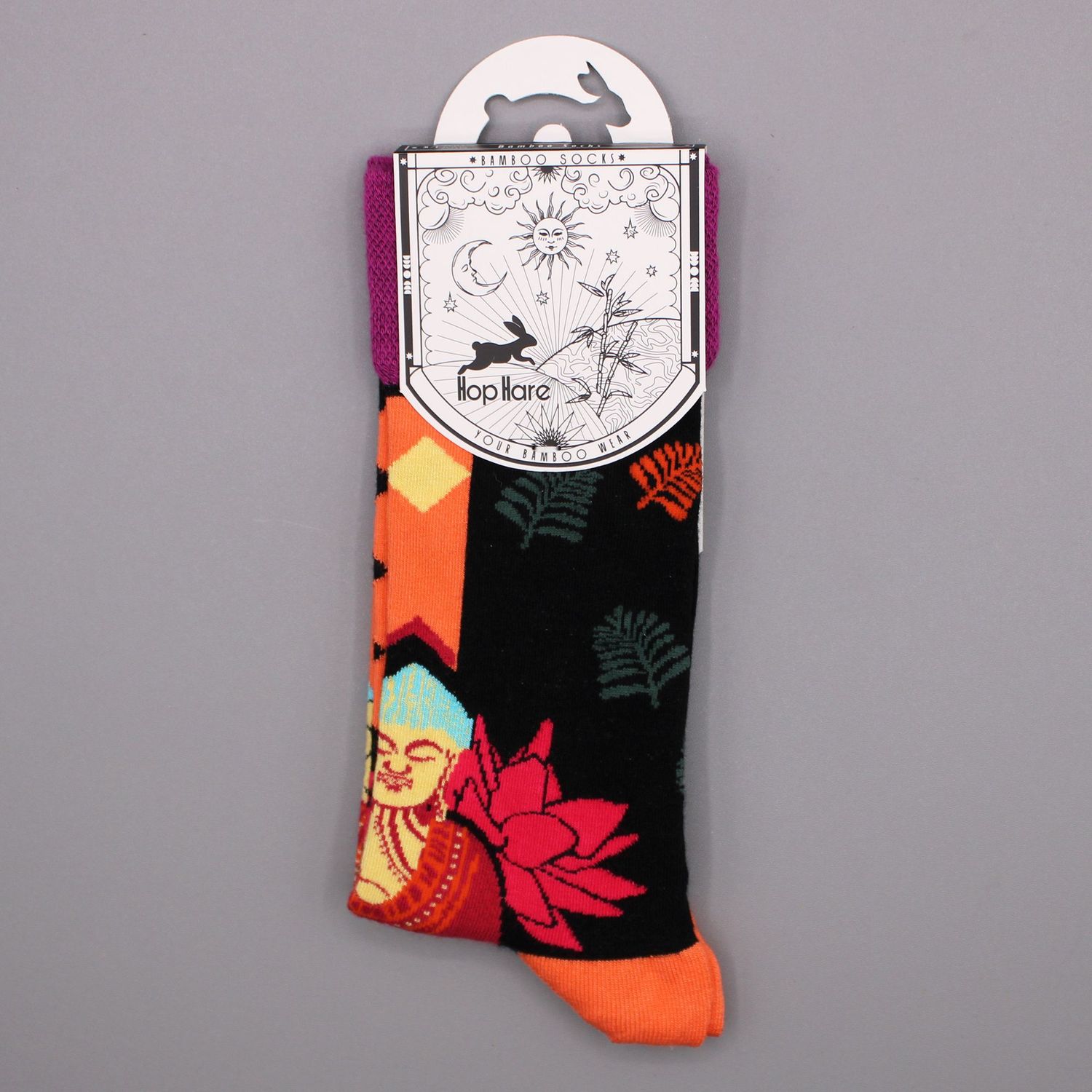 Hop Hare Bamboo Socks M/L - Pink Buddha & Lotus Hop Hare Bamboo Socks M/L - Pink Buddha & Lotus