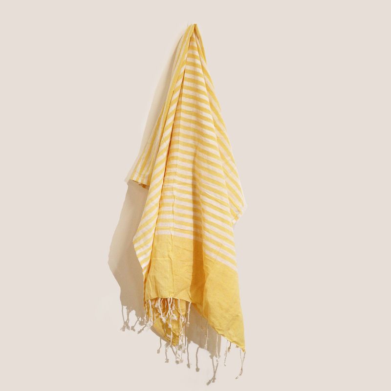 Cotton Pario Throw - 100x180 cm - Beach Towel/ Picnic Blanket - Sunny Yellow