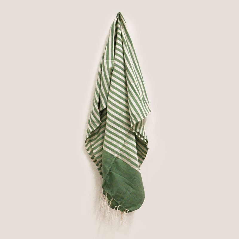 Cotton Pario Throw - 100x180 cm - Beach Towel/ Picnic Blanket -Green