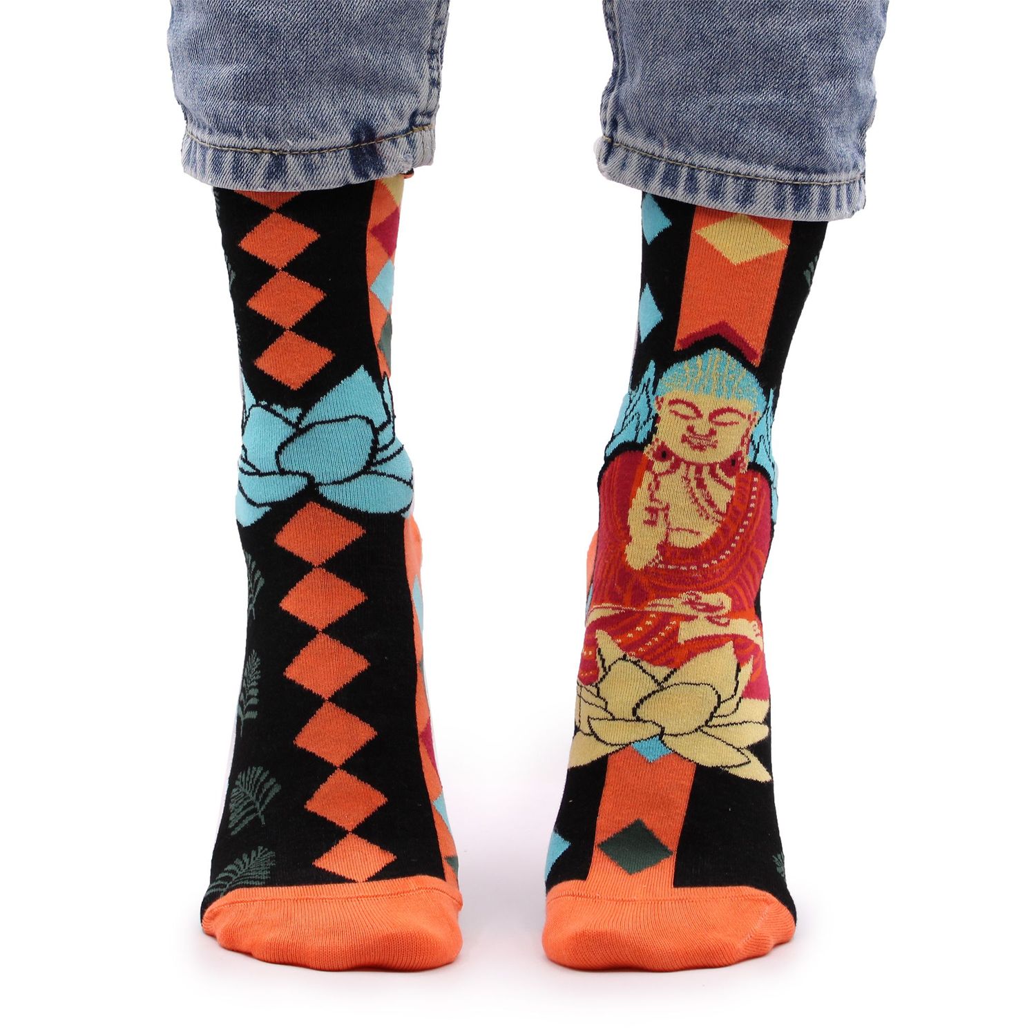 Hop Hare Bamboo Socks S/M - Blue Buddha & Lotus Hop Hare Bamboo Socks S/M - Blue Buddha & Lotus