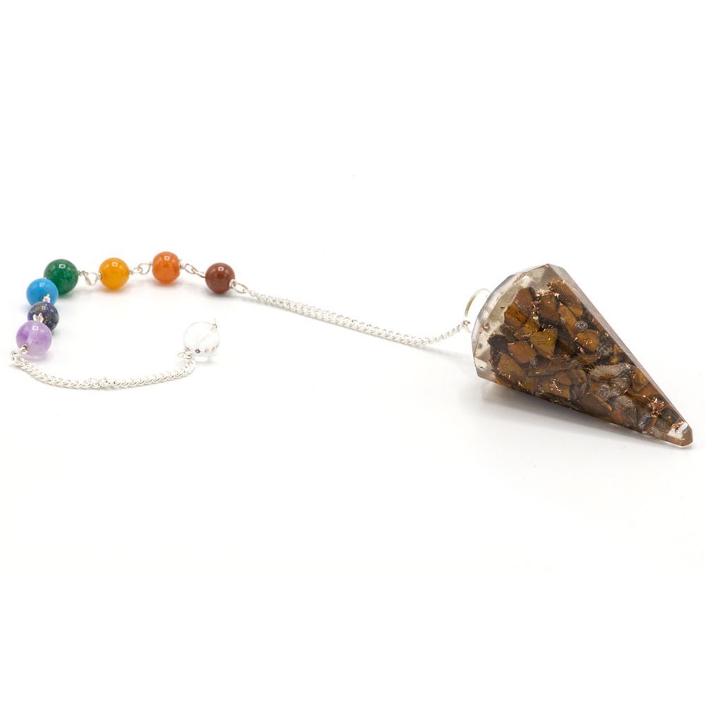 Orgonite Power Chakra Pendulum - Tiger Eye Orgonite Power Chakra Pendulum - Tiger Eye