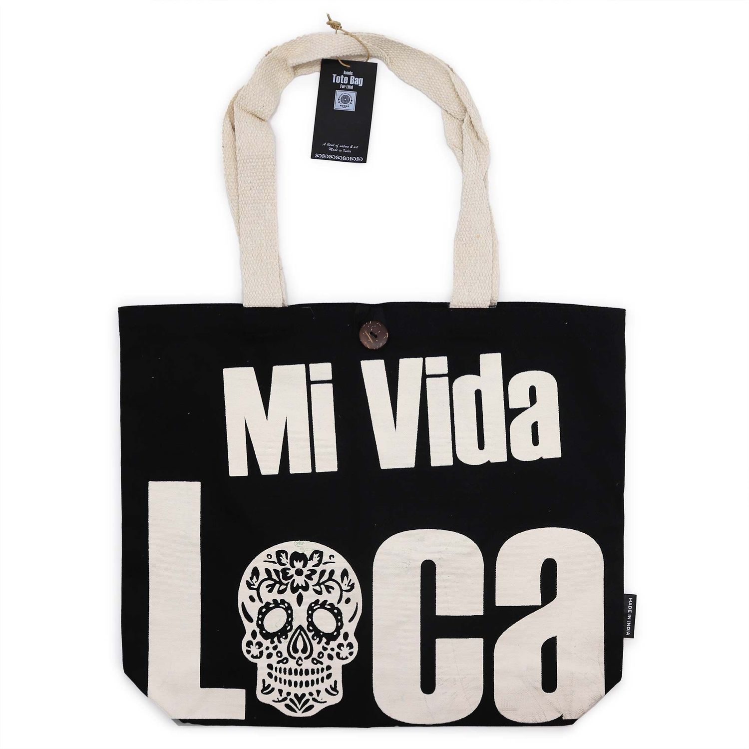 Iconic Classic Tote Bag - Mi Vida Loca - Black Natural 10oz Iconic Classic Tote Bag - Mi Vida Loca - Black Natural 10oz