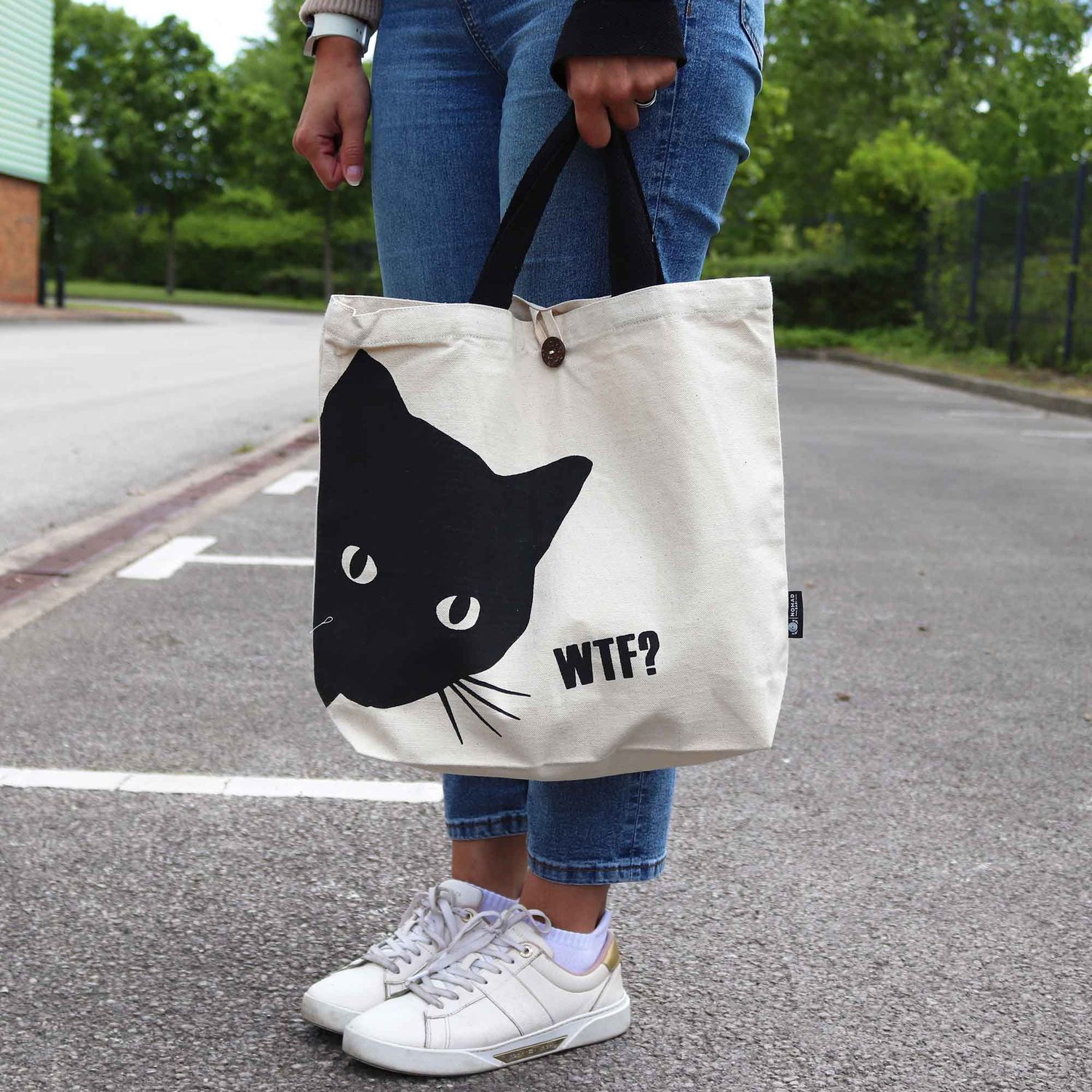 Iconic Classic Tote Bag - Black Cat - Natural 10oz Iconic Classic Tote Bag - Black Cat - Natural 10oz