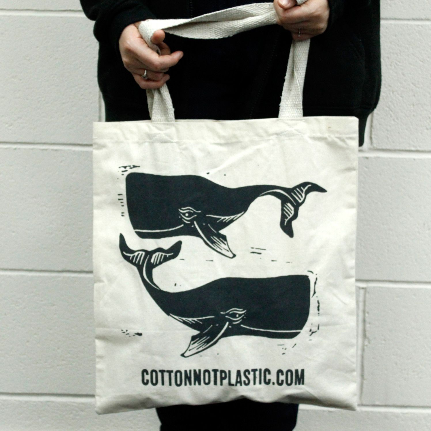Lrg Natural 6oz Cotton Bag 38x42cm - WHALES Lrg Natural 6oz Cotton Bag 38x42cm - WHALES
