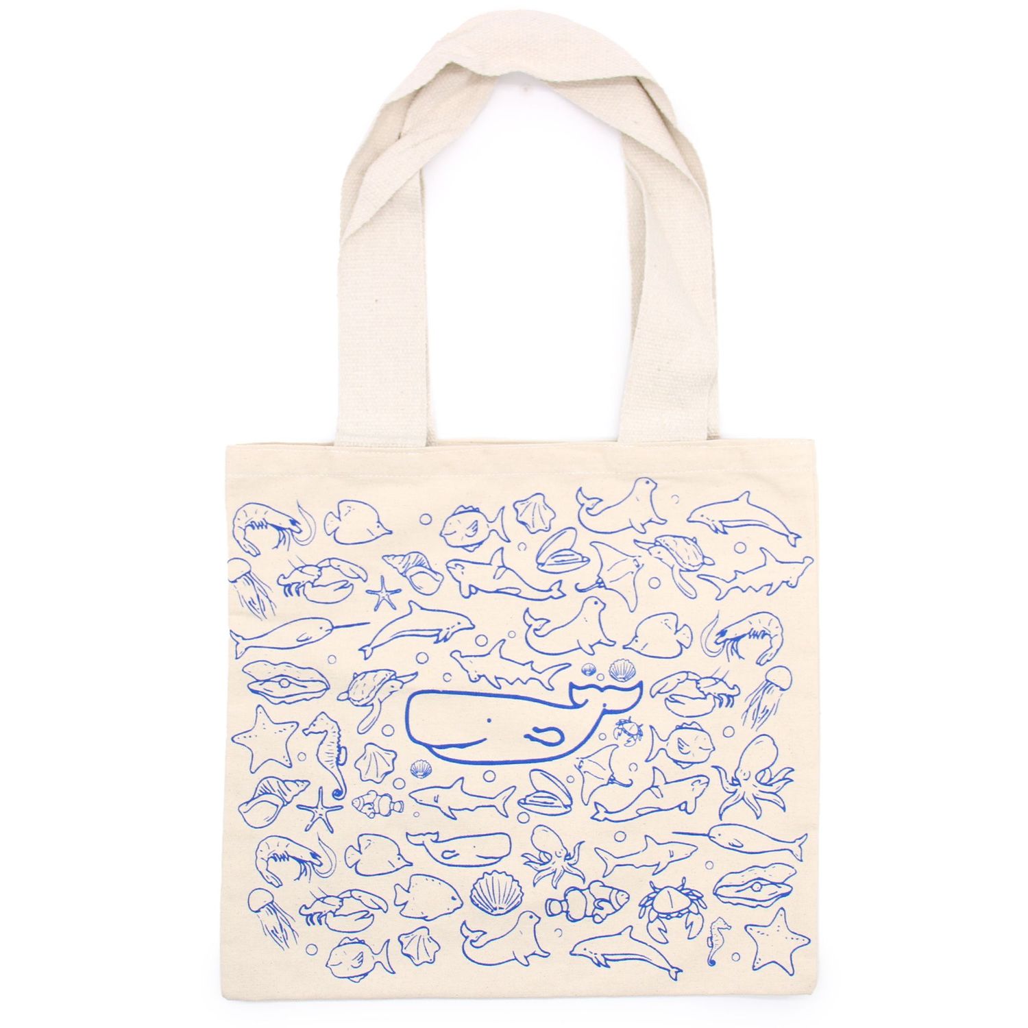 Big Cotton Shopping Bag - 38x42cm - Sea Life - 10oz Big Cotton Shopping Bag - 38x42cm - Sea Life - 10oz