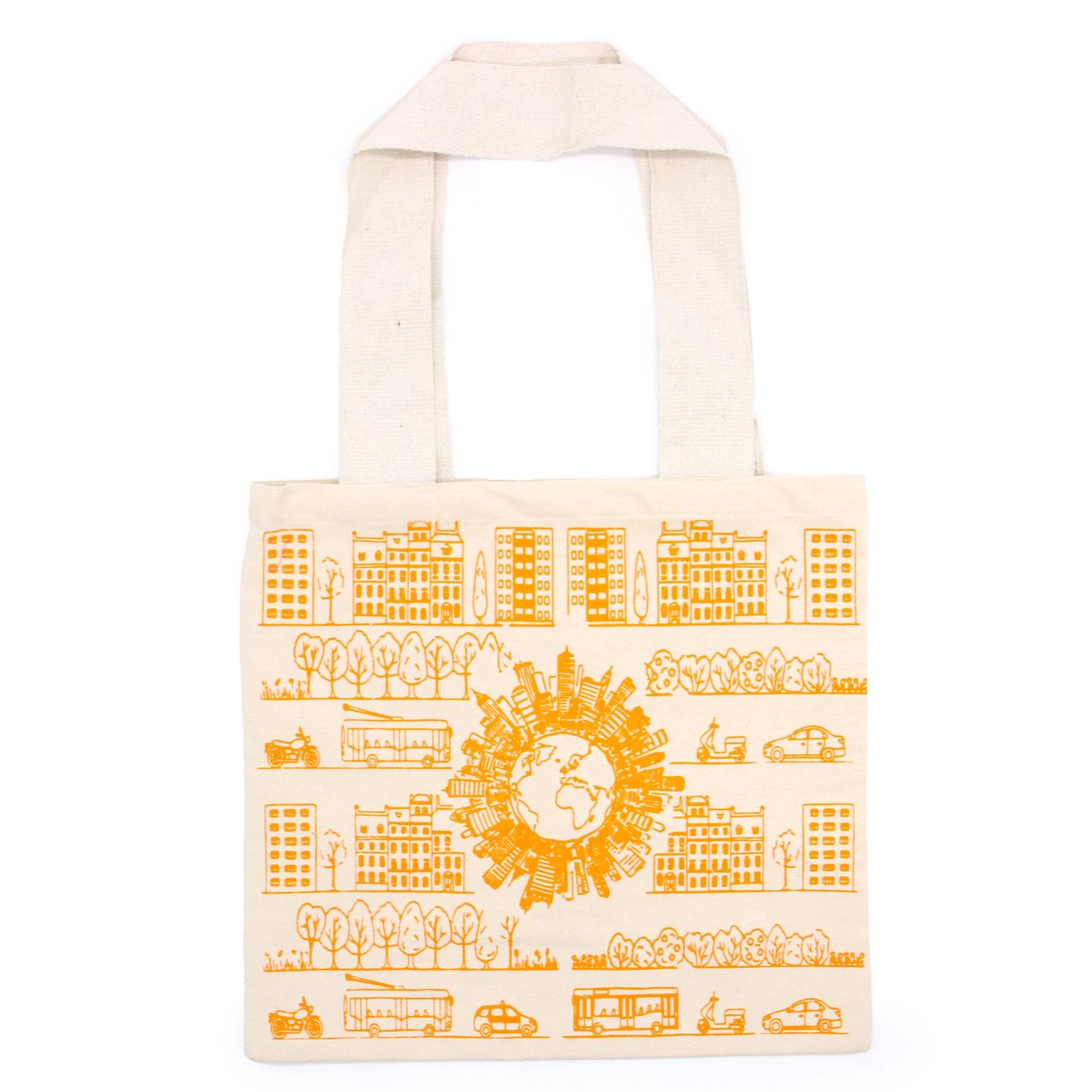Big Cotton Shopping Bag - 38x42cm - City Life - 10oz Big Cotton Shopping Bag - 38x42cm - City Life - 10oz
