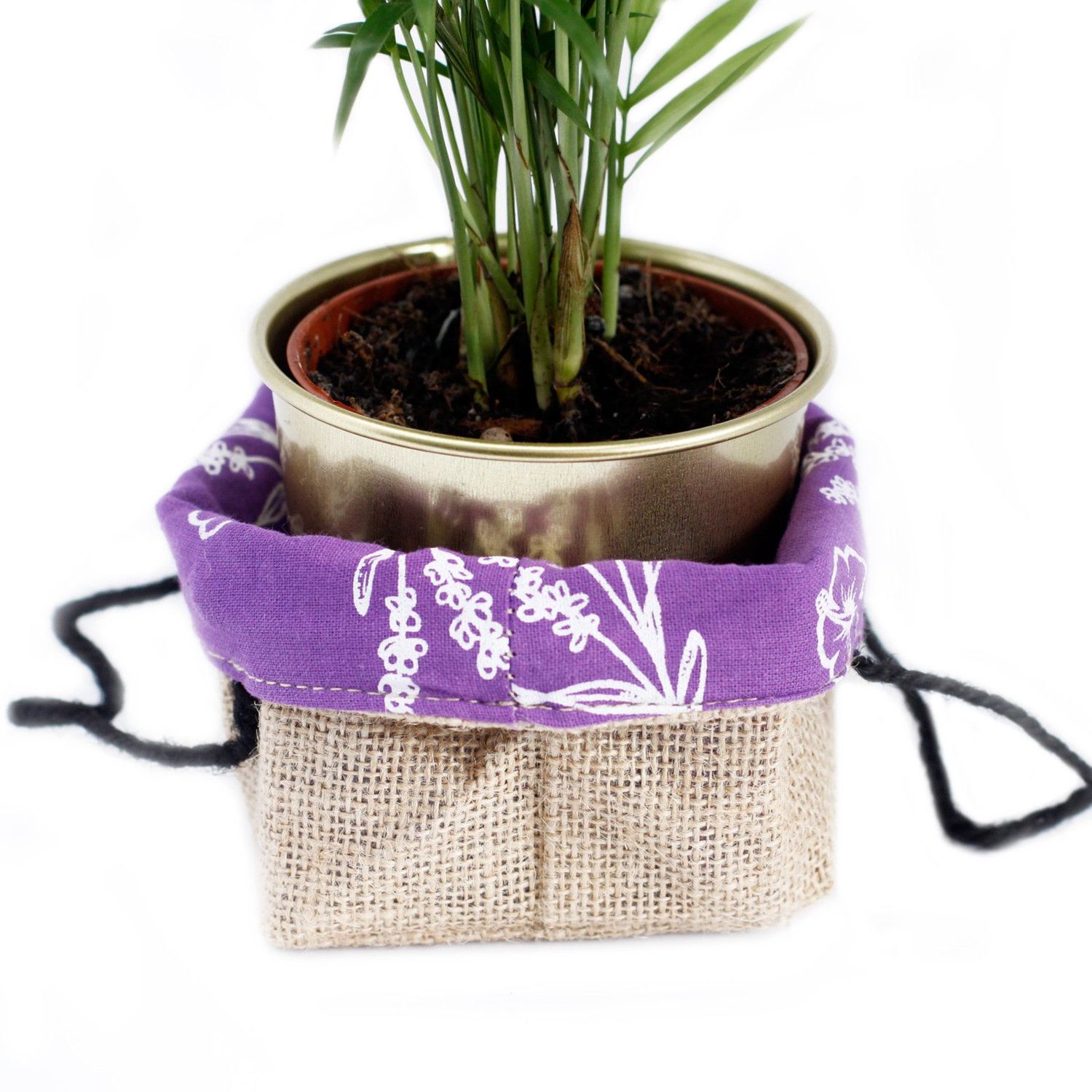 Natural Jute Cotton Gift Bag - Lavender Lining - Medium Natural Jute Cotton Gift Bag - Lavender Lining - Medium