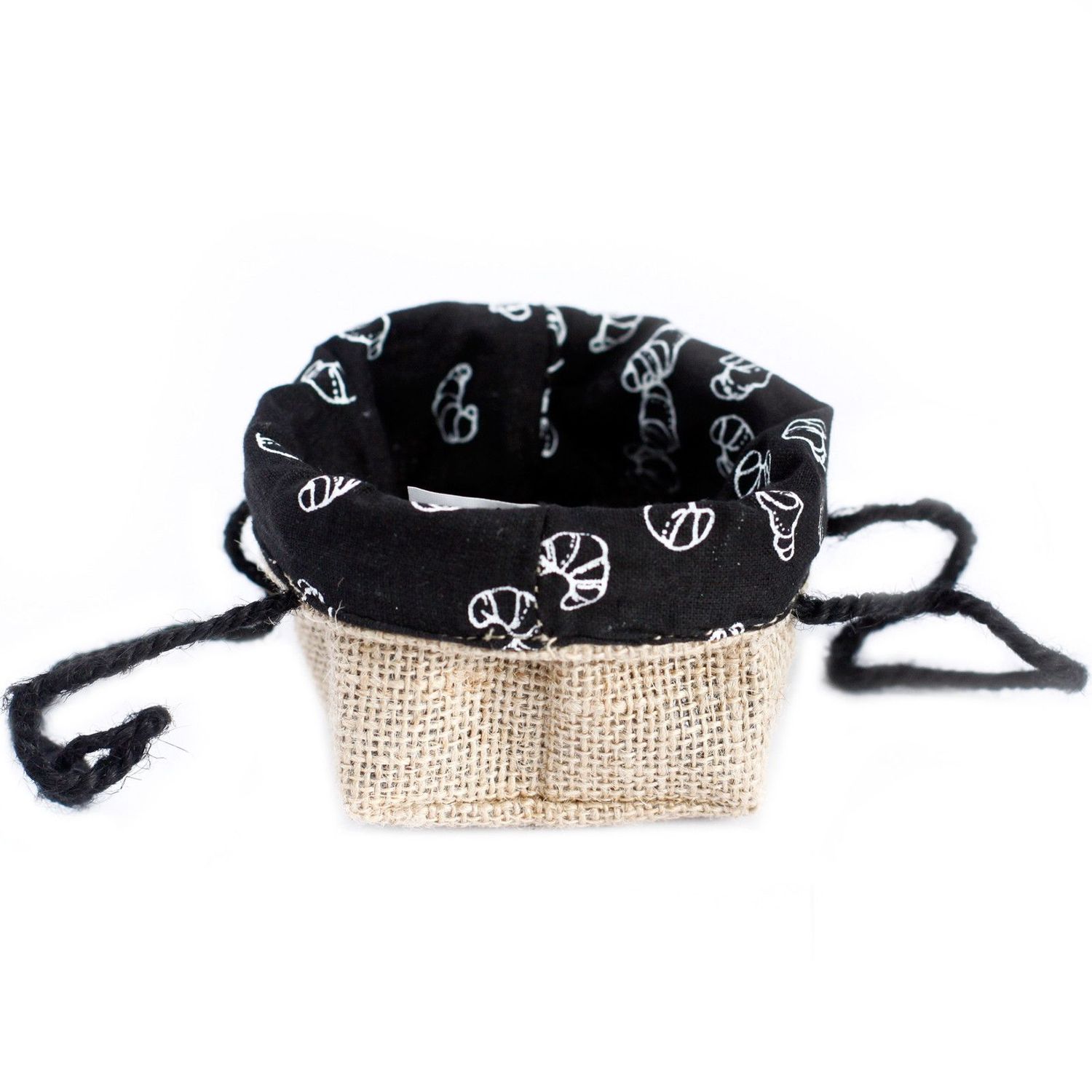 Natural Jute Cotton Gift Bag - Black Lining - Small Natural Jute Cotton Gift Bag - Black Lining - Small