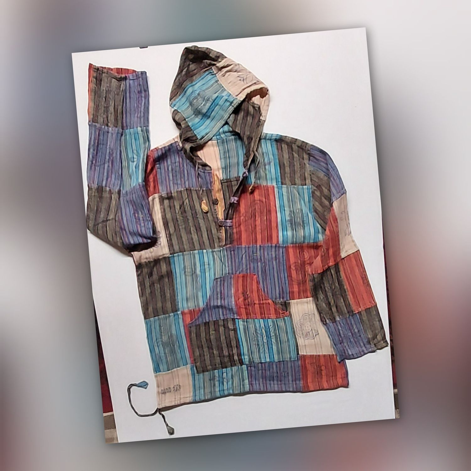 Cotton Patchwork Hoodie XXL 46 Cotton Patchwork Hoodie XXL 46"