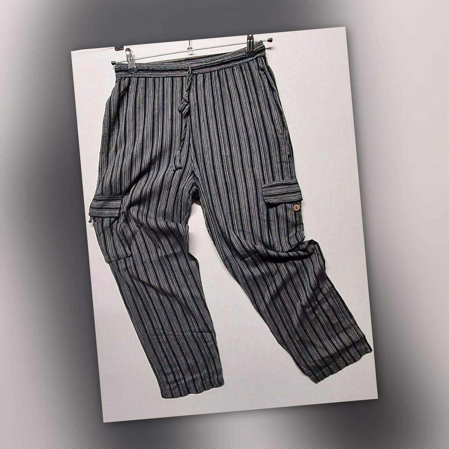 Black/Grey Striped Cotton Trouser XXL Black/Grey Striped Cotton Trouser XXL