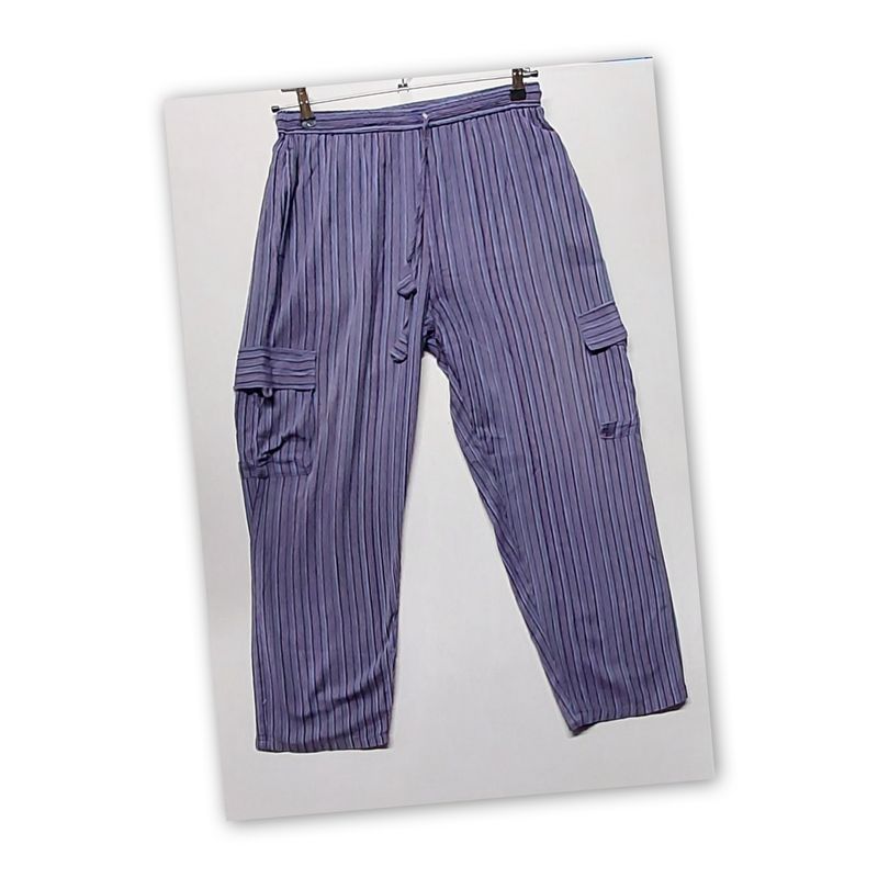 Purple Stripe Cotton Trousers - 46 Purple Stripe Cotton Trousers - 46" Hip