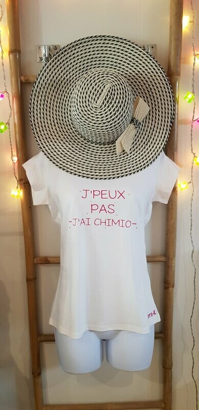 TEE-SHIRT « J’PEUX PAS J’AI CHIMIO »  BLANC M