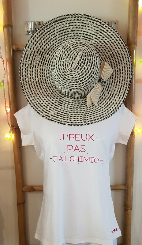 TEE-SHIRT « J’PEUX PAS J’AI CHIMIO »  BLANC L