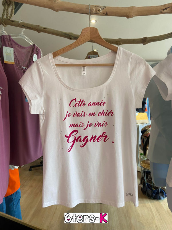 TEE-SHIRT « CETTE ANNEE JE VAIS EN CHIER MAIS JE VAIS GAGNER »  BLANC M