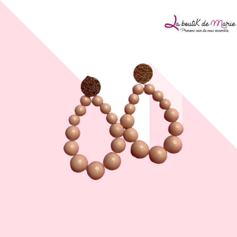 BOUCLES D'OREILLES PERLES en acier inoxydable beige