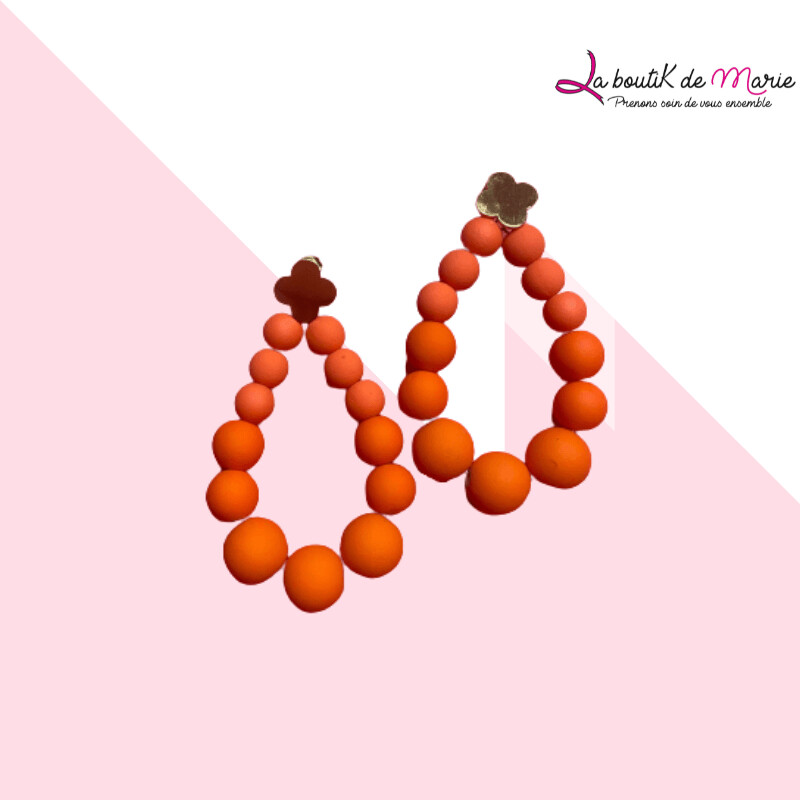 BOUCLES D'OREILLES PERLES en acier inoxydable orange
