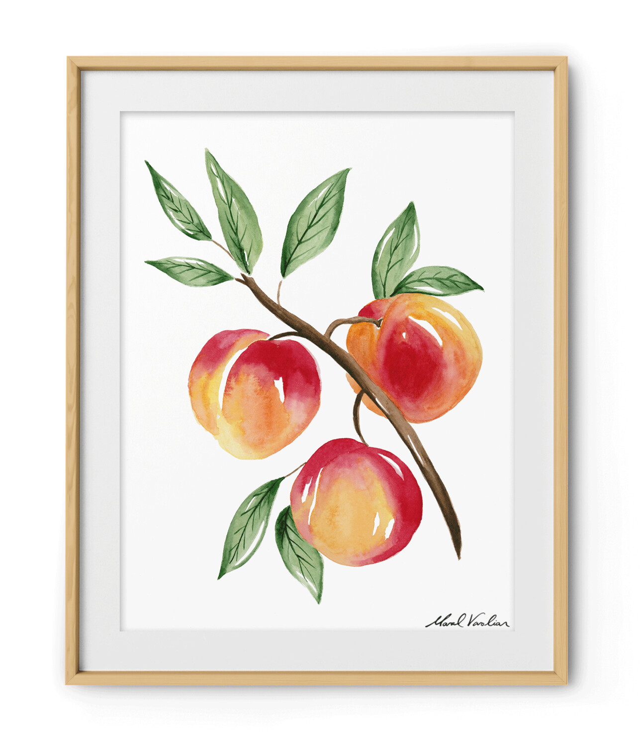 Nursery watercolor painting | Watercolor peach art Watercolor  peach print Peach botanical print