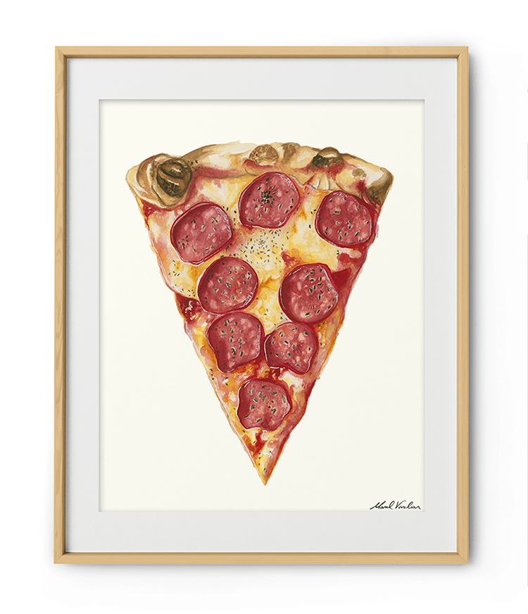a single line drawing of a pepperoni mushroom pizza slice … | Flickr