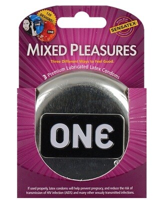 One Mixed Pleasure Condoms 3 Pack