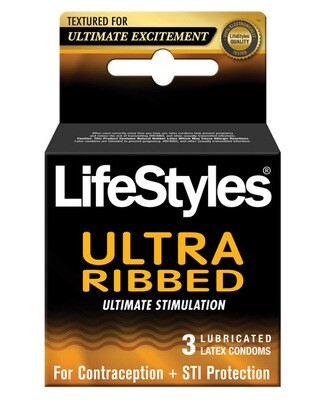 Lifestyles Ribbed Condoms 3 Pack