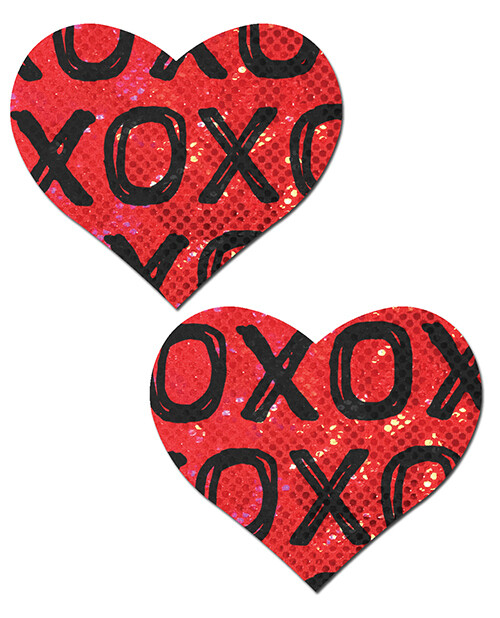 Pastease Glitter XOXO Hearts - Red/Black Pastease Glitter XOXO Hearts - Red/Black