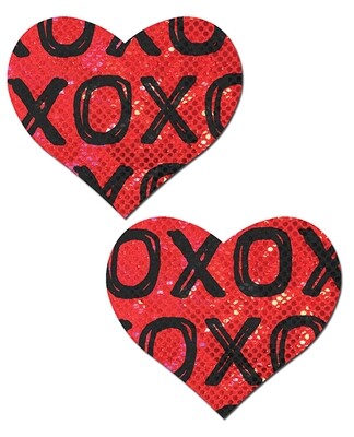 Pastease Glitter XOXO Hearts - Red/Black