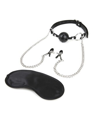 Lux Fetish Breathable Ball Gag & Nipple Clamps