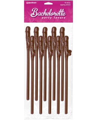 Dicky Sipping Straws 10 Pack - Brown