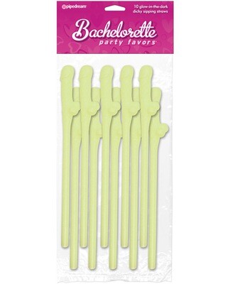 Dicky Sipping Straws 10 Pack - Glow In The Dark