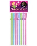 Assorted Color Glow In The Dark Pecker Straws 8 Pack